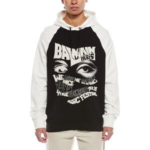 Balmain Mens  Graphic Hoodie, Black